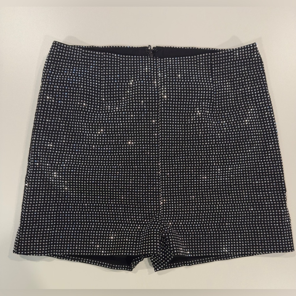 Windsor Black & White High-Waist Sparkle Shorts